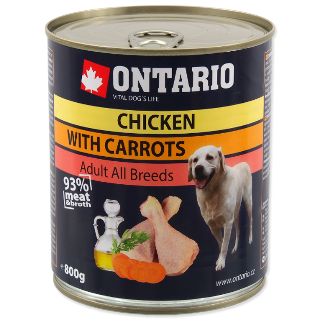 Konzerva ONTARIO Dog Chicken, Carrots and Salmon Oil 800g