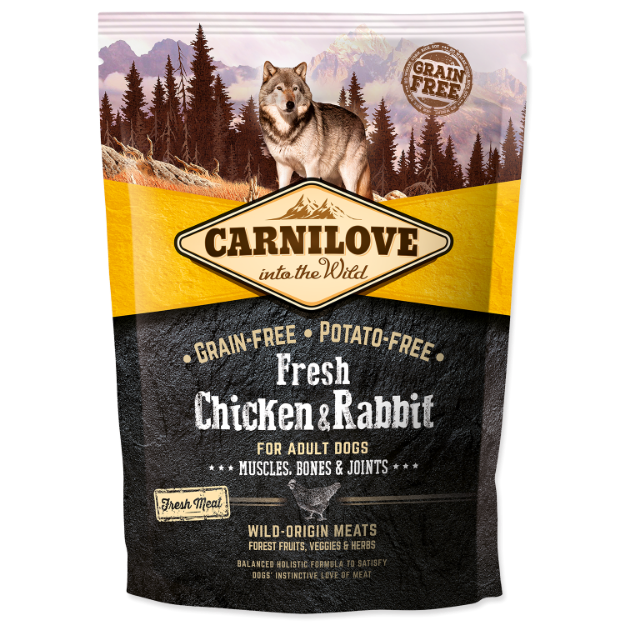 CARNILOVE Fresh Chicken & Rabbit Muscles, Bones & Joints for Adult dogs 1,5kg