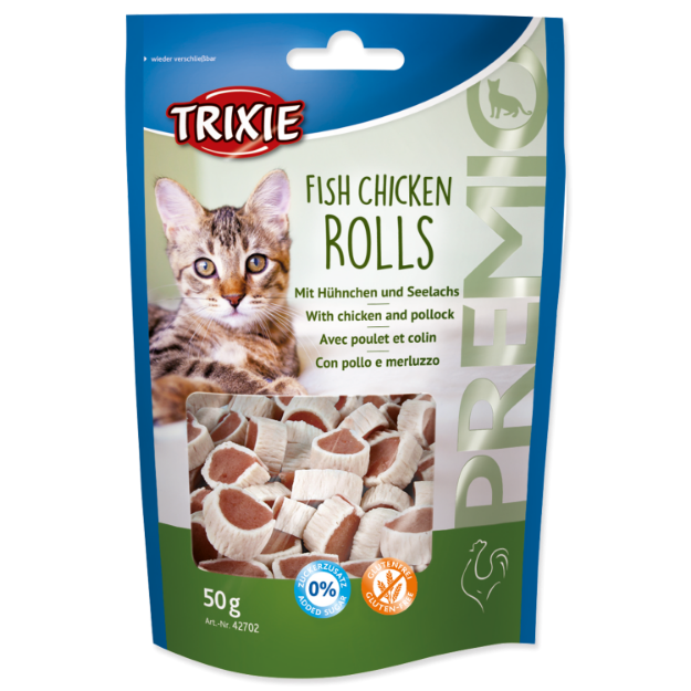 Rolky TRIXIE Cat lososovo-kurecí 50g