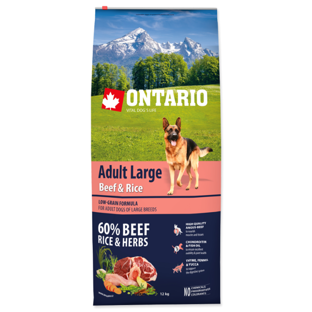 ONTARIO Dog Adult Large Beef & Rice 12kg