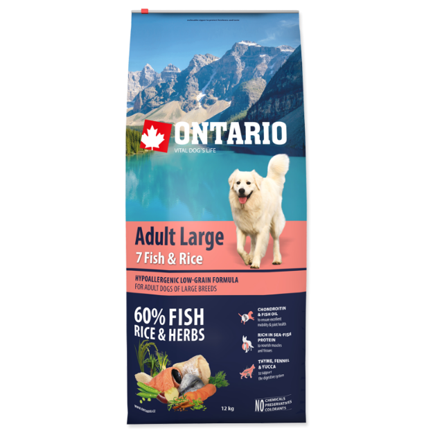 ONTARIO Dog Adult Large Fish & Rice 12kg