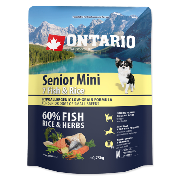 ONTARIO Senior Mini Fish & Rice 0,75kg