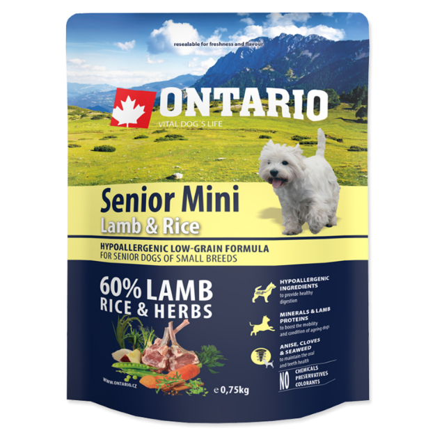 ONTARIO Senior Mini Lamb & Rice 0,75kg