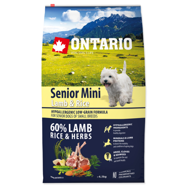 ONTARIO Senior Mini Lamb & Rice 6,5kg