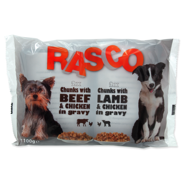 Kapsicky RASCO Dog s kurecím a hovezím / s jehnecím a kurecím multipack 400g