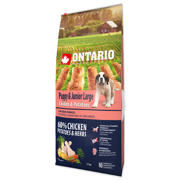 ONTARIO Puppy & Junior Large Chicken & Potatoes & Herbs 12kg