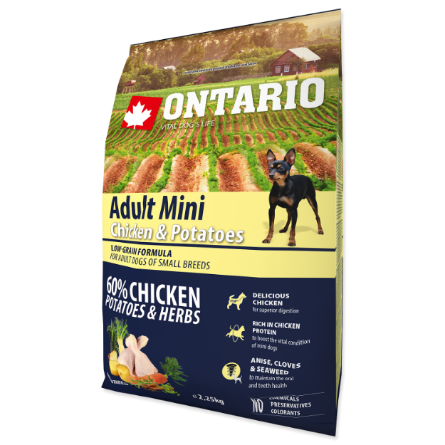 ONTARIO Dog Adult Mini Chicken & Potatoes & Herbs 2,25kg