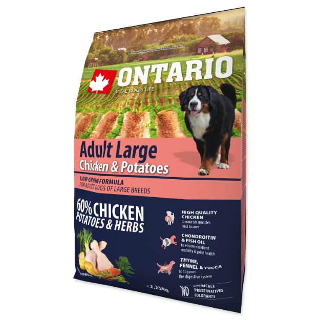 ONTARIO Dog Adult Large Chicken & Potatoes & Herbs 2,25kg