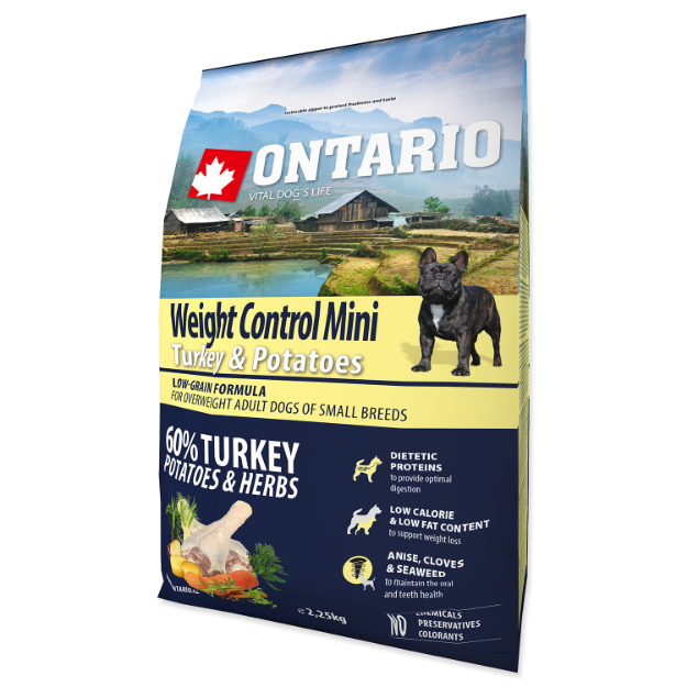 ONTARIO Dog Mini Weight Control Turkey & Potatoes 2,25kg