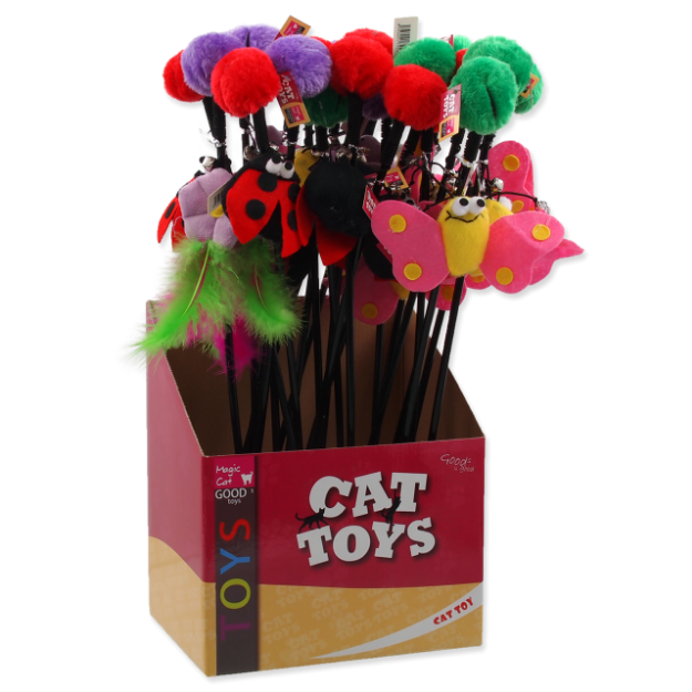 Hracka MAGIC CAT prut s bambulí a hrackou mix 6 cm + 45 cm 24ks