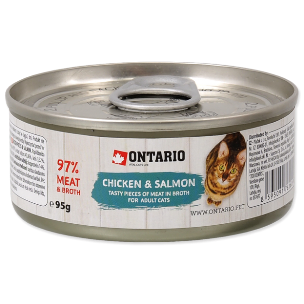 Konzerva ONTARIO Cat Chicken Pieces + Salmon 95g