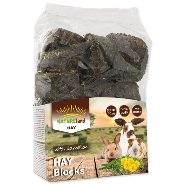 Seno NATURE LAND Hay bloky s pampeliškou 600g