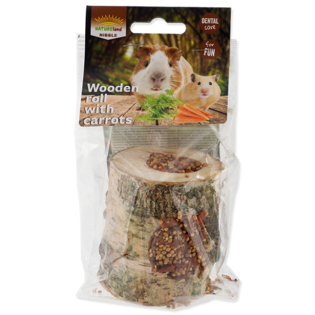 Válec NATURE LAND Nibble s mrkví drevený 150g