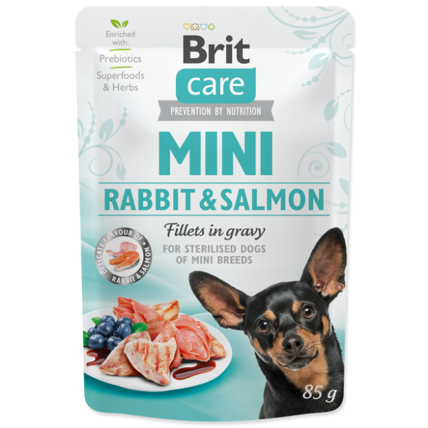 Kapsicka BRIT Care Mini Rabbit & Salmon fillets in gravy 85g