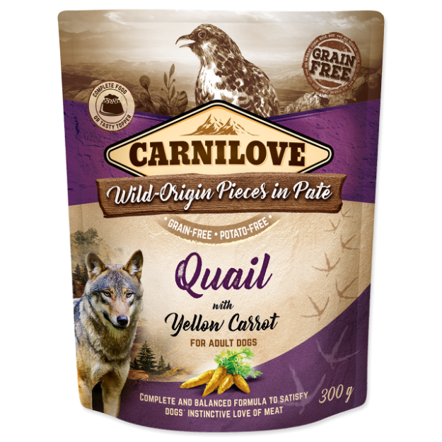 Kapsicka CARNILOVE Dog Paté Quail with Yellow Carrot 300g