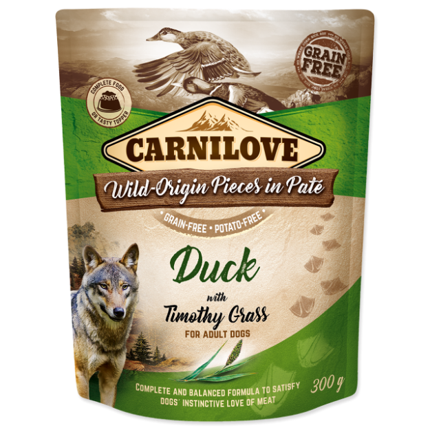 Kapsicka CARNILOVE Dog Paté Duck with Timothy Grass 300g