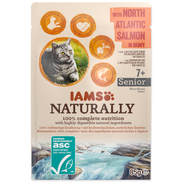 Kapsicka IAMS Cat Naturally Senior with North Atlantic Salmon in Gravy 85g