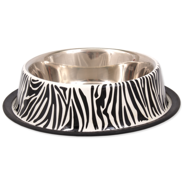 Miska DOG FANTASY nerezová s gumou zebra 33 cm 2800ml