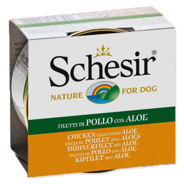 Konzerva SCHESIR Dog kurecí + aloe v želé 150g