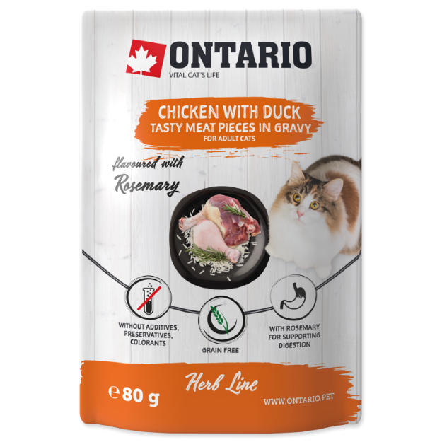 Obrázek Kapsička ONTARIO Cat Herb - Chicken with Duck, Rice and Rosemary 80g