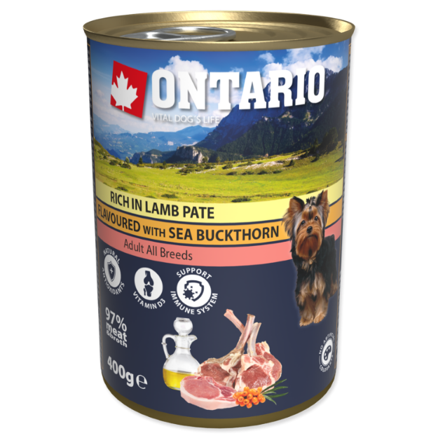 Obrázek Konzerva ONTARIO Dog Rich In Lamb Pate Flavoured with Sea Buckthorn