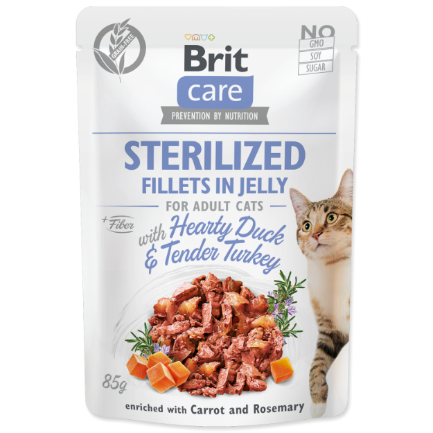 Obrázek Kapsička BRIT Care Cat Pouch STERILIZED - Hearty Duck & Tender Turkey in Jelly 