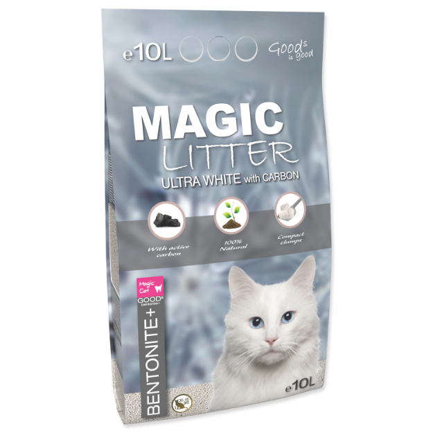 Obrázek Kočkolit MAGIC LITTER Bentonite Ultra White with Carbon 10 l